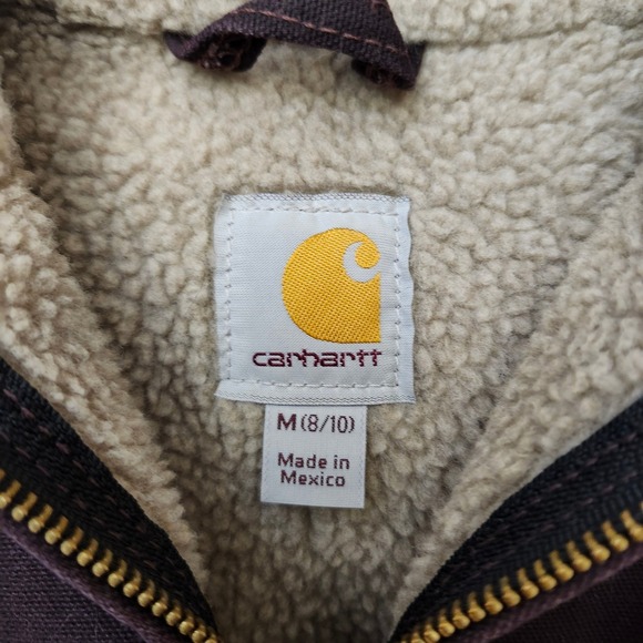 Carhartt Sherpa Lined Canvas Hooded Jacket Plum Purple Women's M 8-10 - Picture 7 of 10